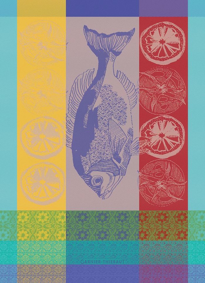 Garnier Thiebaut Geschirrtuch Plancha Turquoise, (56 x 77 cm, 1-tlg), jacquard-gewebt von Garnier Thiebaut