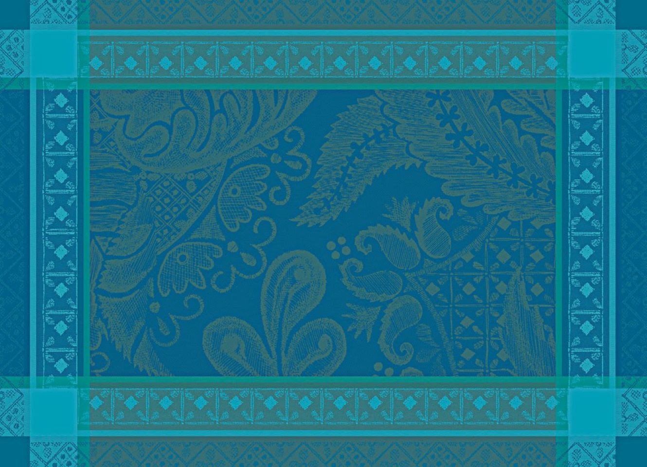 Garnier Thiebaut Platzset Tischsets (2x Set) Isaphire Emeraude 39x54 cm, (Set, 2-St), fleckabweisend von Garnier Thiebaut