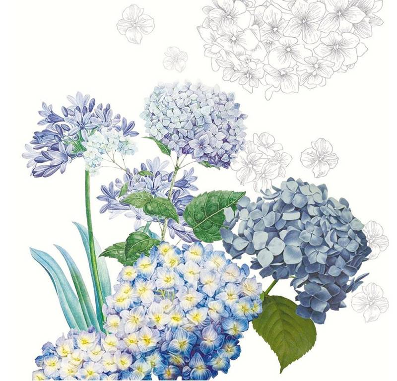 Garnier Thiebaut Stoffserviette Servietten (4x Set) Jardin de Bretagne Bleu 53x53 cm, (4 St) von Garnier Thiebaut