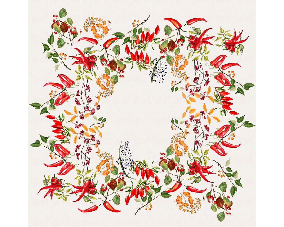 Garnier Thiebaut Tischdecke Tischdecke Piments doux Caliente 115x115 cm, bedruckt von Garnier Thiebaut