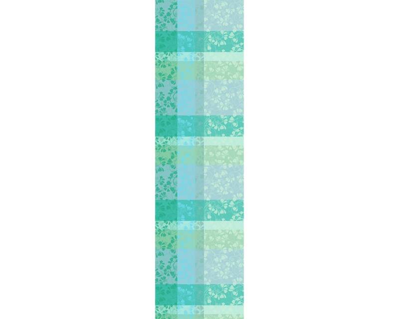 Garnier Thiebaut Tischläufer Tischläufer Mille Feuillages Turquoise 55x180 cm, jacquard-gewebt von Garnier Thiebaut