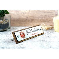 Feuerwehr Schreibtisch Namensschild Rustikales Holz & Acryl, Personalisiert von GaroSigns