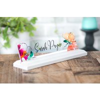 Personalisierte Acryl Schreibtisch Namensschild Blumen Büro Dekor von GaroSigns