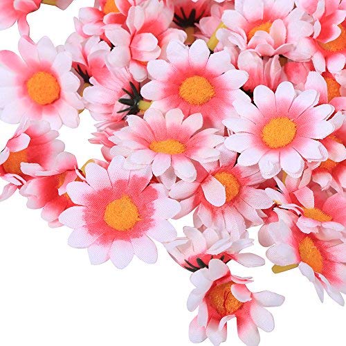 100 PCS Gerbera Daisy Kunstblume Stoff Blumen Köpfe für DIY die Party Hochzeit Basteln Dekoration Handwerk Blanc Rose von Zerodis