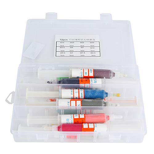 12Pcs Diamant Polier Läpppaste zum Abschließenden Polieren LäPppaste Werkzeug Schleifpaste von Metall und Schmuck mit Aufbewahrungsbox für Juweliere Polierkörnung von Garosa