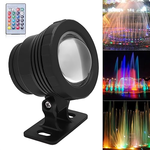 12V 10W RGB LED Unterwasserlicht Wasserdichter Gartenstrahler für Den Außenbereich mit Fernbedienung(Black plastic coated aluminum) von Garosa