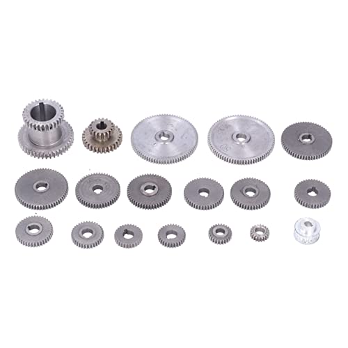 18Pcs Mini Drehmaschine Getriebe Set Zerspanungsmaschine Werkzeug Getriebe Metall Austausch Getriebe Kit mit Motor Riemenscheibe Duplex Getriebe HT250 Grauguss T80 T60 T50 T45 T40 T35 T30 T25 T20 Set von Garosa