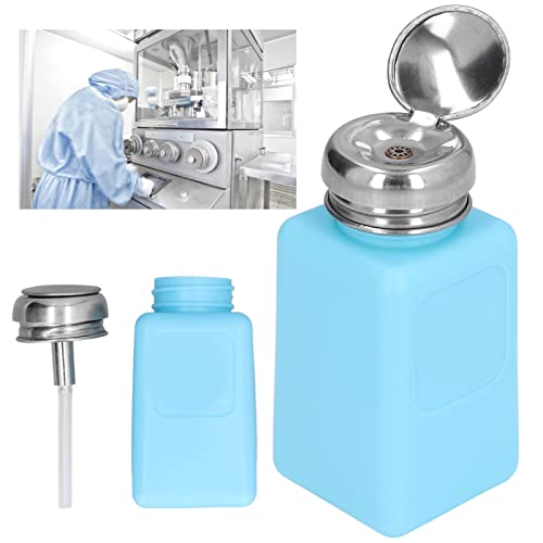 200-ml-Presstyp-Lösungsmittelspender Push-Type Antistatische Alkoholflasche ESD-sichere Antistatische Quadratische Flasche mit Edelstahldeckel(Blau) von Garosa