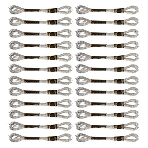 24 teiliges Kreuzstich Fadenset, 8 m Silberfarbe, handgefertigte Garn Baumwoll Stickgarn für Freundschaftsbänder von Garosa