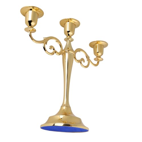 3 Arme Kerzenhalter Kandelaber Metall Europäischen Stil Hochzeit Home Decor 2 Farben für Zuhause Hochzeit Weihnachtsfeier Dekoration Kerzenhalter (Gold) von Garosa