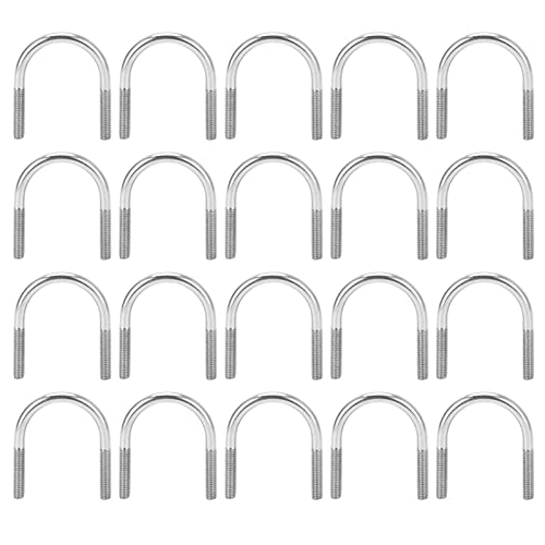 304 Edelstahl U-Bolzen-Set M6X33 Gewinde Silber Square Bend U-Schrauben Marine Bootsdeck Hardware 20Pcs,Verschluss von Garosa