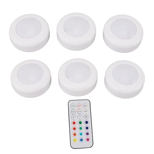 6 LED-Puck-Lichter mit Fernbedienung, Timer-Aus-Einstellungen, Dimmbare Kreisförmige Lampe, 100 Lm, LED-Lampen, LED-Nachtlichter, RGB, Warmes Licht für die Beleuchtung Unter Dem von Garosa