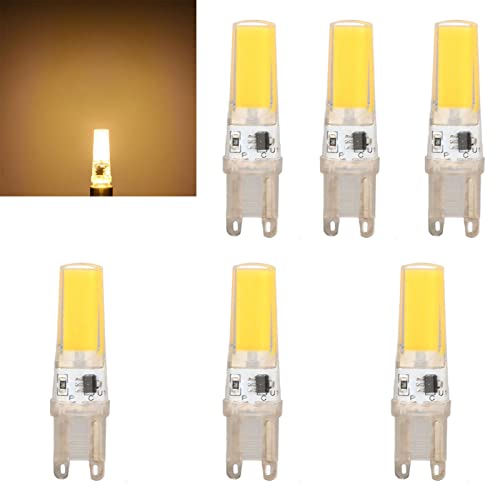 6 Stück 220 V 9 W G9 LED-Birnen Dimmbare 500 Lm COB-Lampe für Decken-Landschafts-Kronleuchter-Lampen(Warm White 3000K) von Garosa