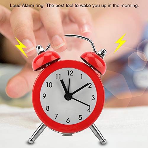 Alarm Clock 3 Inch Tragbar Digital Wecker mit Batterie Metall Glocke Zubehör für Student Schlafzimmer Haus(Rot) von Garosa