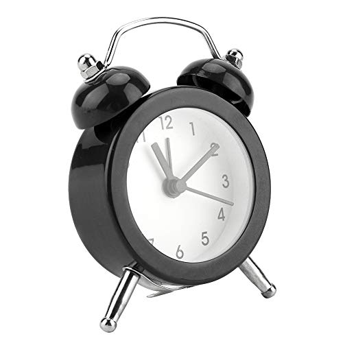 Alarm Clock 3 Inch Tragbar Digital Wecker mit Batterie Metall Glocke Zubehör für Student Schlafzimmer Haus(Schwarz) von Garosa