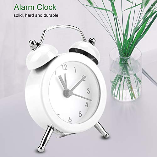 Alarm Clock 3 Inch Tragbar Digital Wecker mit Batterie Metall Glocke Zubehör für Student Schlafzimmer Haus(Weiß) von Garosa