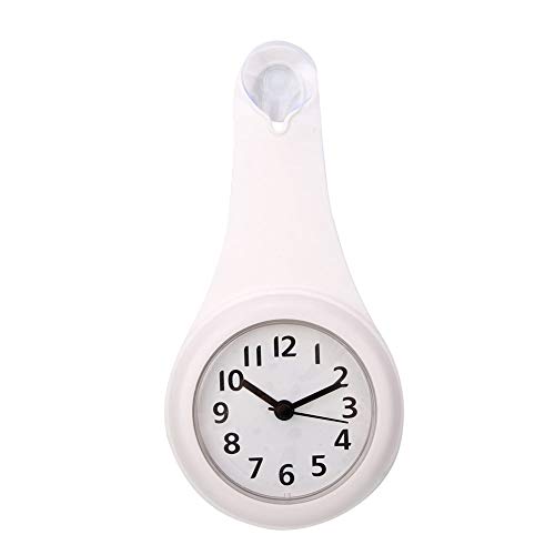 Bad Uhr modische wasserdichte hängen zuverlässige langlebige Saugnapf Handtuchhalter Handlauf Wand dekorative Kunststoff Spiegel Uhr Uhren(White) von Garosa
