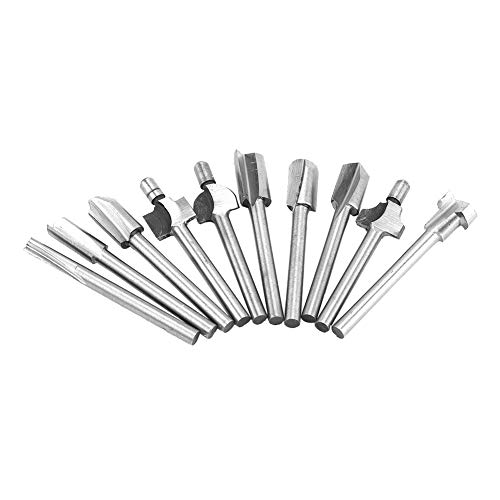 Bohrer Set 10Pcs HSS 1/8" Fräser Schaftfräser für Holzbearbeitung, Schnitzen, Bohren, Stahlfaser Werkzeug von Garosa