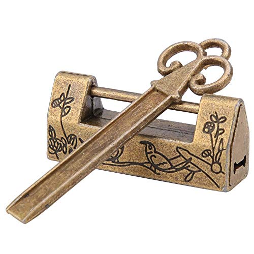 Chinesische Vintage Vorhängeschloss Mini antiken Retro-Stil Elster Blumen Zahlenschloss für Möbel Schublade Gepäck mit Schlüssel(Bronze) von Garosa