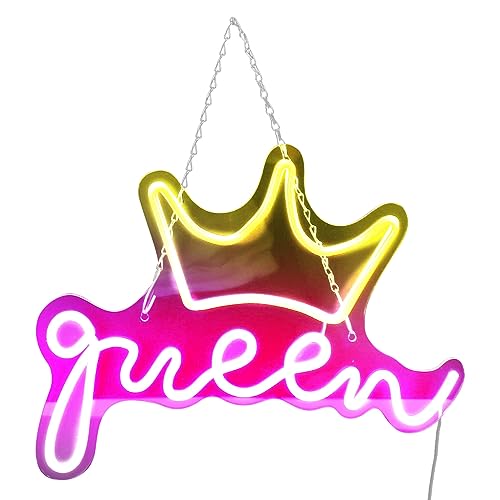 Crown Queen LED-Neonschild, Kunstdekoration, Rosa Beleuchtung, Kreatives, Helles USB-betriebenes, Dekoratives Wand-Neonlicht für Kinderzimmer, Schlafzimmer, Hochzeit, Party, Bar, von Garosa