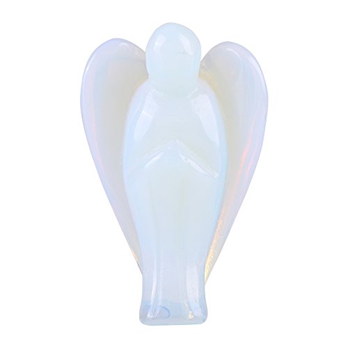Garosa Crystal Energy Chakra Reiki Heilende Schutzengel Form Mini Figur Statue Ornament Heilende Engel Engelsflügel Geschenk für Schreibtisch Home Decoration(Opal) von Garosa