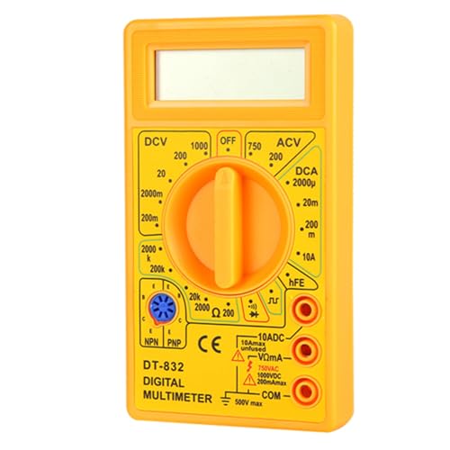 DT-832 Handheld Pocket Digital Multimeter AC DC Spannung Strom Widerstand Tester Digital Voltmeter Multi Tester mit Summer Überlastungsschutzfunktion (Gelb) von Garosa