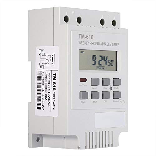 Digital Electric LCD Programmierbare Zeitschaltuhr Relais Elektronische Zeitsteuerung Intelligente Schaltuhr Timer (Weiß 12V) von Garosa
