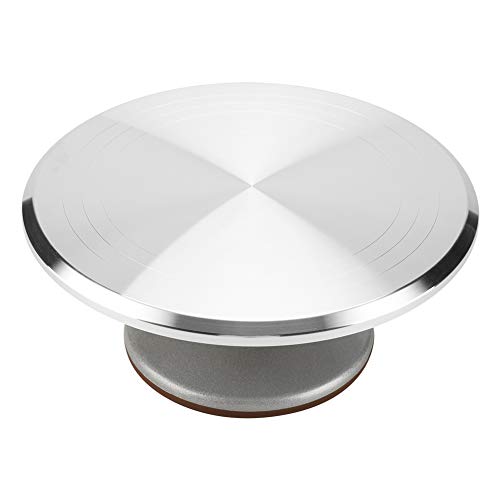 Drehbarer Tortenständer aus Aluminium, rotierender 12-Zoll-Kuchen-Drehteller, dekorativer Drehteller für Kuchen und Desserts mit rutschfestem Silikonboden von Garosa
