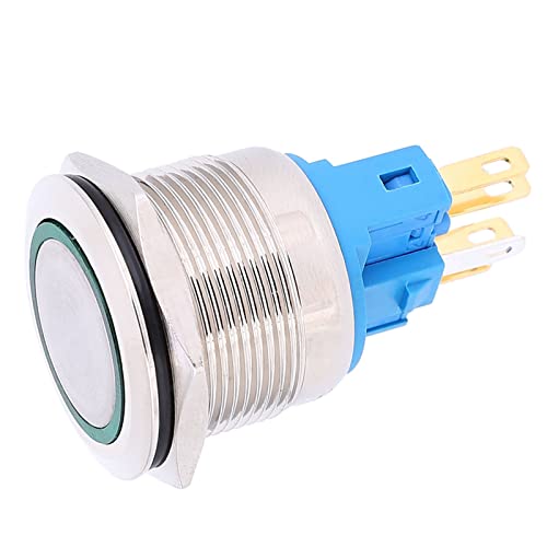 Drucktaster, 2 Stück Drucktaster DC 12–24 V 6-poliger Ring-Reset Edelstahl Drucktaster, Drucktaster für Elektronische Komponenten (Grün) von Garosa