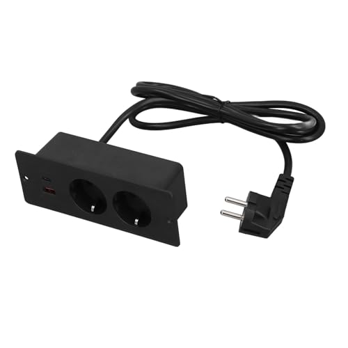 Einbausteckdose 2 Ausgänge PD20W -USB-A-Anschluss-Steckdosenleiste, Einbau in Möbel, Schreibtischschublade, für Möbel (BLACK) von Garosa