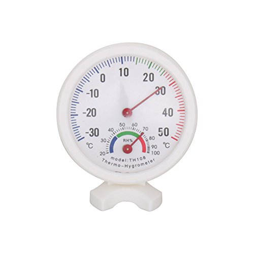 GLOGLOW TH-108 Temperaturfeuchtigkeitsmesser Mini Portable Clock-Förmige 2 in 1 Indoor Outdoor Analog Hygrometer Thermometer Nadel Runde Messuhren Weiß -30~50 ° C H von Garosa