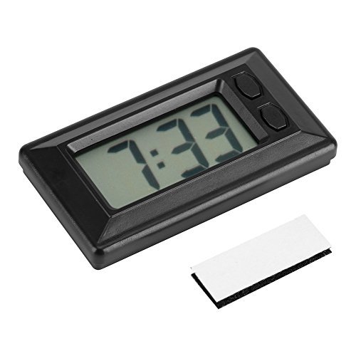 GLOGLOW Tragbare Uhr LCD Digital Tisch Auto Armaturenbrett Schreibtisch Elektronische Uhr Datum Zeit Kalender Display Dashboard mit Klebepad von Garosa