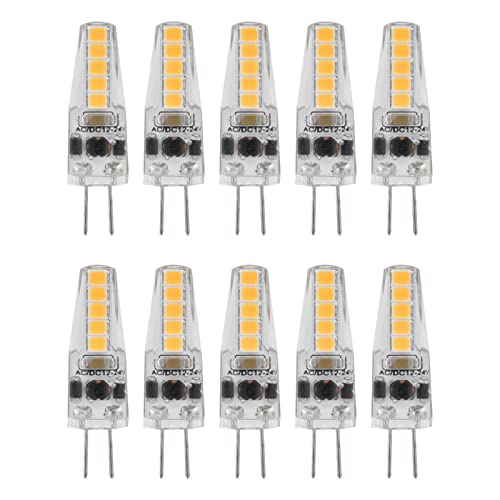 10 Stück G4 LED-Birnen 2 W Bi-Pin-Sockel Dimmbare Birnen Kleine Ersatzbirne für Kronleuchter Deckenlampe Tischlampe Wandlampe Tischlampe Warmweiß 3000 K AC 12‑24 V von Garosa