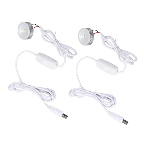 Garosa 2 Stück Scheinwerfer Dimmbar LED-Spot-Licht USB 5V Plug-In-Mini-Schmuck Showcase Display-Leuchten Oberflächen Montage (weißes Licht) von Garosa