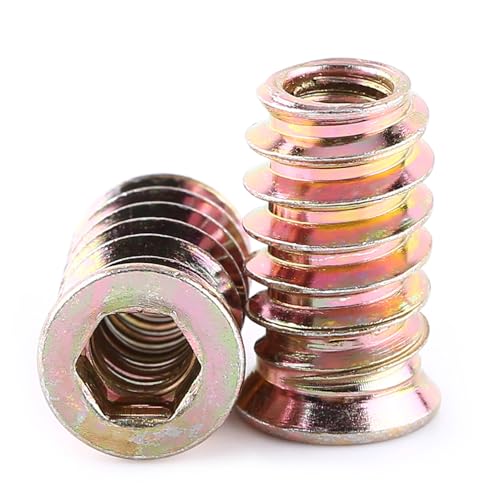 Garosa 20pcs Kohlenstoffstahl -Sechskantbuchse Einsatzmuttern, Zinkgepackungsschraube in Muttern für Holzmöbel, mit Externem Gewinde und Sechskantschlüsselantrieb (M6*20 mm) von Garosa