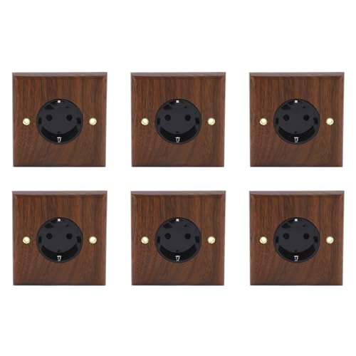 Garosa 6 Stück Schwarze Walnuss-Wandsteckdose, Retro-Lichtschalterplatine 16 A, Standard-Retro-Steckdose, Handgefertigt mit Feiner Handarbeit für die Inneneinrichtung Garosa 6 Stück Schwarze Walnuss-Wandsteckdose, Retro-Lichtschalterplatine 16 A, Standard-Retro-Steckdose, Handgefertigt mit Feiner Handarbeit für die Inneneinrichtung von Garosa