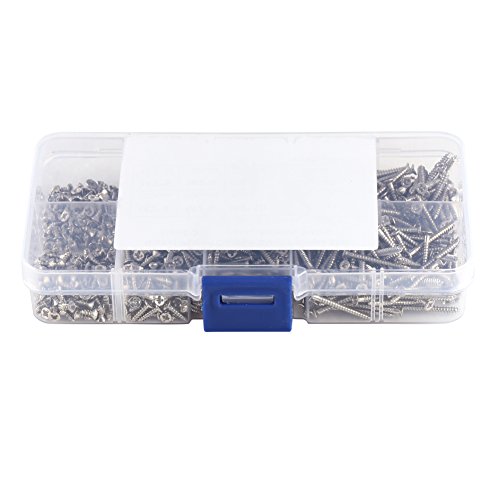 Garosa 800pcs M2 Selbstkippschrauben Flacher Kopf Antriebsantrieb 4mm-20 Mm für Holzmetall-Kunststoff mit Wiederverschließbarer Aufbewahrungsbox von Garosa