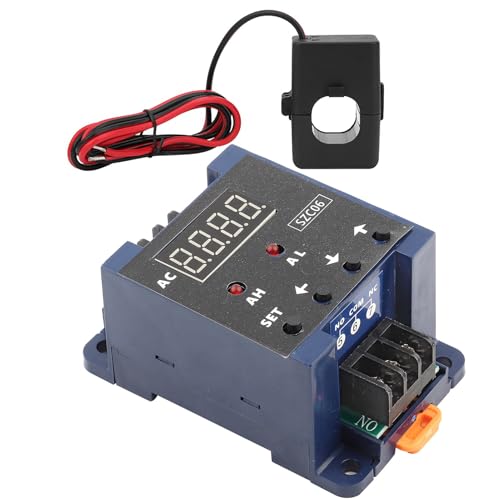 Garosa AC Digital Amperemeter Wechselstromstrommesser Wechselstromverbindungsmesser 0,3-50A Messbereich mit Oberen Grenznutzungsalarmverzögerungsrelais für die Überwachung des (100A) von Garosa