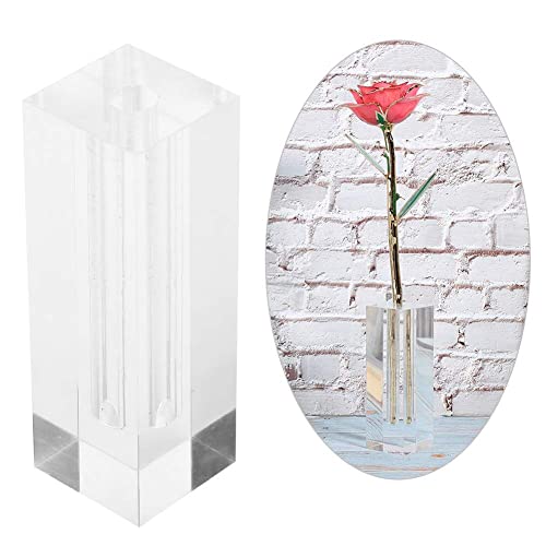 Garosa Acryl Rose Display Stand, Square Rose Stand für einzelne echte Rosen oder künstliche Blumenbasis Rose transparente Regal Unterstützung von Garosa