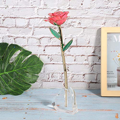 Garosa Acryl Rose Display Stand, herzförmiger Rose Stand für einzelne echte Rosen oder 24 Karat künstliche Blumenbasis Rose Regal Unterstützung für Home Room Decoration von Garosa