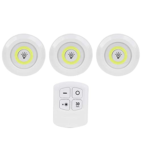 Garosa COB LED Nachtlicht, 3x LED Nachttischlampe mit Fernbedienung, Drahtlose Batteriebetriebene LED Puck Licht, Timing & Dimmen, Nachtlicht für Schlafzimmer von Garosa