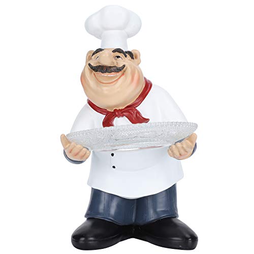 Garosa Chef Statue Figuren, Kochen mit Servieren Obstplatte Harz Ornament für Home Kitchen Restaurant Bar Dekoration Sammlergeschenk von Garosa