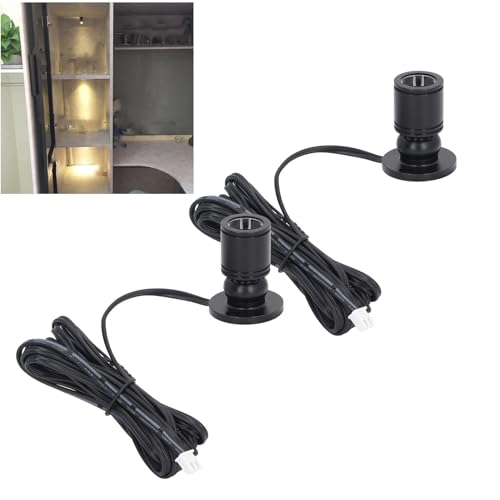 Garosa Dimmbarer Mini-Spotlight, USB, 5 V, Kunstlicht, Mini-LED-Akzentlichter, Schrank-Spotlight, 1 Bis 2 Spotlichter für Veranda-Vitrinen, Schmuckschränke, Eingangskanäle, Regale (BLACK) von Garosa