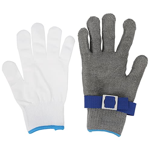 Garosa Edelstahlhandschuhe Anti-Schneider-Level 5 Sicherheitshandschuhe Zum Handschutz mit 316L-Stahldraht und Doppelschicht-Design für Glasmetallfleischverarbeitung (XXL) von Garosa
