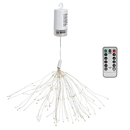 Garosa Feuerwerk Lichter, Led Kupferdraht Starburst Lichterketten 8 Modi Lichterkette mit Fernbedienung Hochzeit Weihnachten Hängeleuchten für Party Patio Gartendekoration(Buntes Licht),Laternenpfahl von Garosa