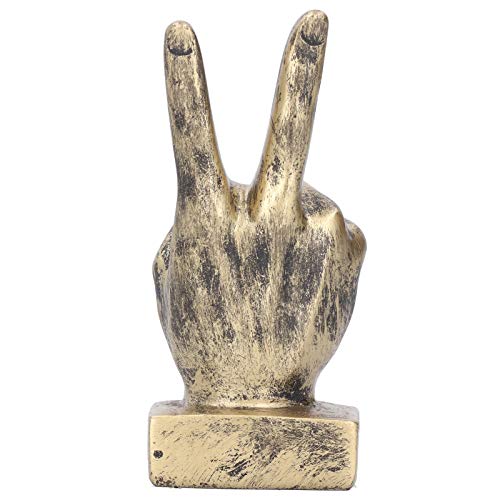 Garosa Finger Geste Skulptur, Sieg Hand Geste Statue für Home Office Desktop Bücherregal Ornament Dekor(Bronze) von Garosa