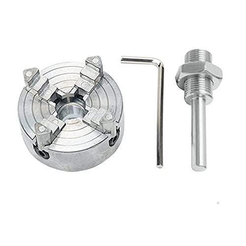 Garosa Holz Drehen Chuck Langlebige Zinklegierung Verbindungsstange Chuck für Mini Metall Dreh (Anschlussstange & 4 Jaw Chuck) von Garosa