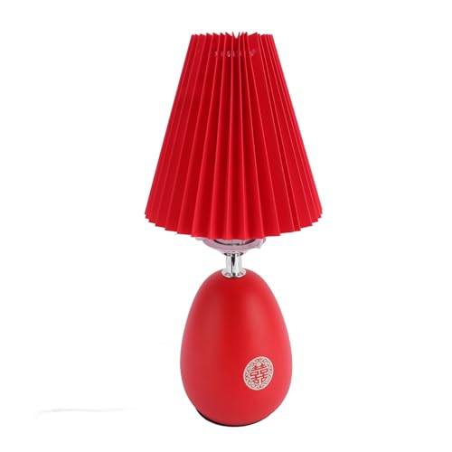 Garosa Kompakte Rote Falten -Tischlampe mit Weichem Licht Ambiente Zum Lesen, Arbeiten - Stoffe Material von Garosa