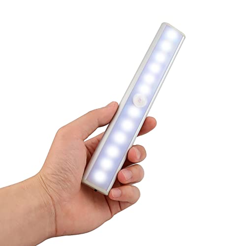 Garosa LED Schrankleuchte 10 LEDs USB Wiederaufladbarer Bewegungssensor Schrankleuchte Wandleuchte Magnetsauger Aluminiumgehäuse Intelligent für Zuhause Küche Schlafzimmer Weißes Licht von Garosa