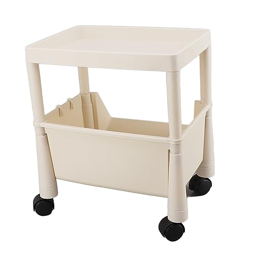 Garosa Lagerregal Langlebige Multifunktionale Regale Organizer für Badezimmer Küche Wohnzimmer Waschküche, PP Material (2 Schichten mit Rad) von Garosa